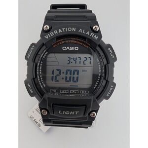 Casio Digital Watch Men W-736H Vibration Alarm Black Band 44mm Case- New Battery